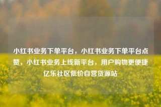 小红书业务下单平台，小红书业务下单平台点赞，小红书业务上线新平台，用户购物更便捷亿乐社区低价自营货源站