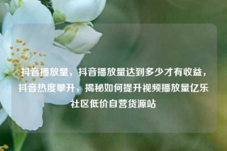 抖音播放量，抖音播放量达到多少才有收益，抖音热度攀升，揭秘如何提升视频播放量亿乐社区低价自营货源站