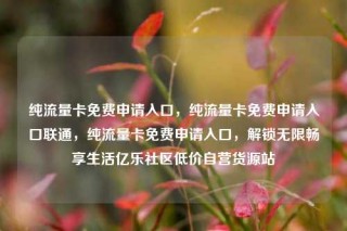 纯流量卡免费申请入口，纯流量卡免费申请入口联通，纯流量卡免费申请入口，解锁无限畅享生活亿乐社区低价自营货源站